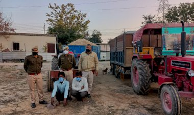 नीमराणा पुलिस की कार्यवाही, अवैध बजरी के तीन ट्रक्टर ट्रॉली जप्त, दो गिरफ्तार