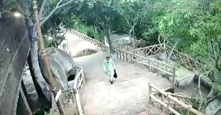 मंगलपुरा के हाथी भाटा आश्रम में चोरी करते हुए एक व्यक्ति सी सी टीवी कैमरे में हुआ कैद