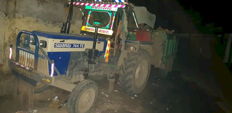 अवैध खनन के 150 मण पत्थर से भरे ट्रैक्टर को रामगढ़ पुलिस ने  किया जप्त